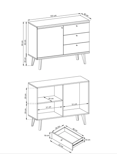 Komoda PRIMO PKSZ107 Dąb riviera / biały  