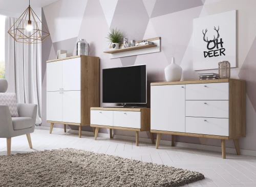 Komoda PRIMO PK107 Dąb riviera / biały   