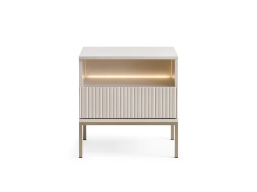 Szafka nocna SENTO  S54  LED| Cashmere I Czarny /Dąb Wotan