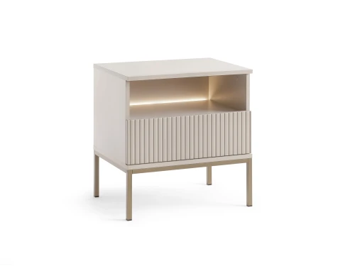 Szafka nocna SENTO  S54  LED| Cashmere I Czarny /Dąb Wotan
