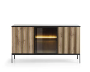 Komoda SENTO   K154  LED| Cashmere I Czarny /Dąb Wotan 