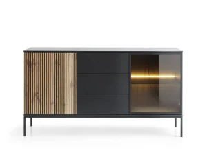 Komoda SENTO   KSZ154  LED| Cashmere I Czarny /Dąb Wotan  
