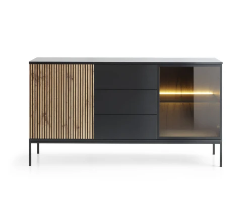 Komoda SENTO   KSZ154  LED| Cashmere I Czarny /Dąb Wotan  