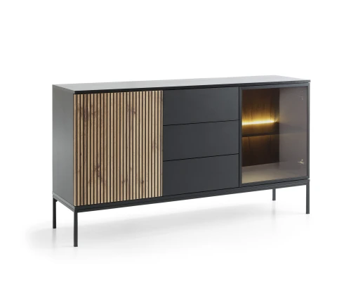 Komoda SENTO   KSZ154  LED| Cashmere I Czarny /Dąb Wotan  