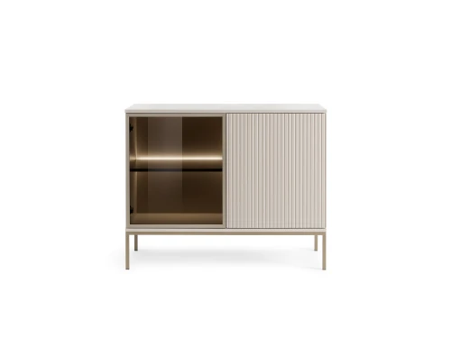 Komoda SENTO K104  LED| Cashmere I Czarny /Dąb Wotan  