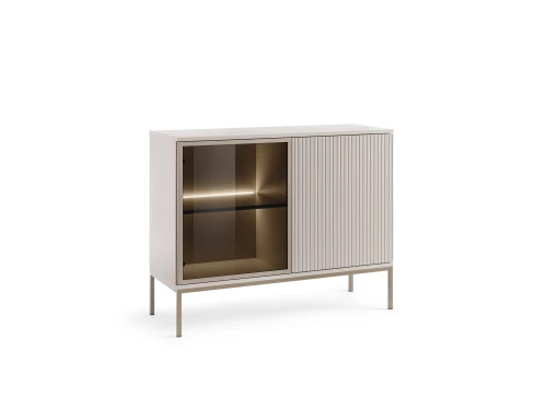Komoda SENTO K104  LED| Cashmere I Czarny /Dąb Wotan  