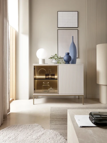 Komoda SENTO K104  LED| Cashmere I Czarny /Dąb Wotan  
