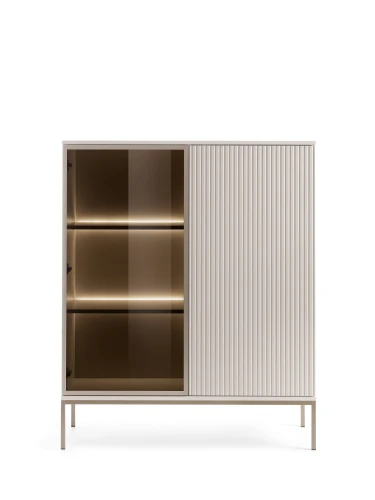 Witryna SENTO WT104  LED| Cashmere I Czarny /Dąb Wotan  