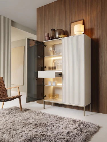 Witryna SENTO WTSZ104  LED| Cashmere I Czarny /Dąb Wotan   