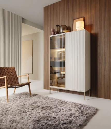 Witryna SENTO WTSZ104  LED| Cashmere I Czarny /Dąb Wotan   