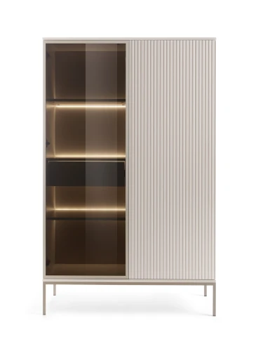 Witryna SENTO WTSZ104  LED| Cashmere I Czarny /Dąb Wotan   
