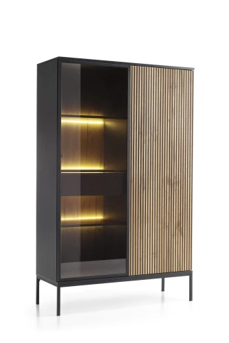 Witryna SENTO WTSZ104  LED| Cashmere I Czarny /Dąb Wotan   