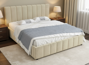 Łóżko 140x200 Tapicerowane Vinci Welur Jasny Beż