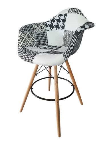 Krzesło Tapicerowane Hoker Patchwork Big 039A Czarno-Biały