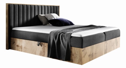 Łóżko 180x200 kontynentalne Tasarte z pojemnikiem, materacem i toperem  | Matt Velvet 97 | Outlet P111