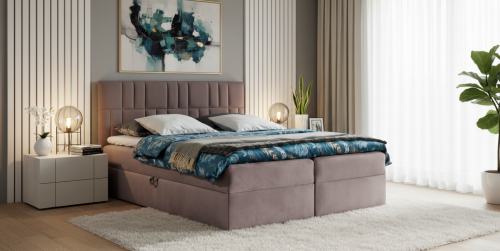  Łóżko kontynentalne Olvera z pojemnikiem, materacem i toperem 