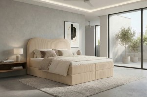  Łóżko kontynentalne Tori z pojemnikiem, materacem i toperem  