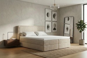  Łóżko kontynentalne Bono z pojemnikiem, materacem i toperem 