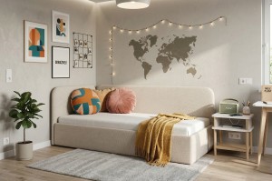 Łóżko tapicerowane z pojemnikiem Olio 