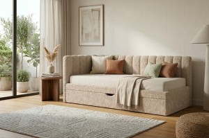 Łóżko tapicerowane z pojemnikiem Preste