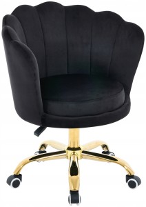 Krzesło Obrotowe Tapicerowane Welur Czarne Big 050