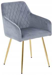 Krzesło Tapicerowane BIG 047 złote - Welur Ciemno Szare