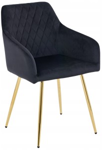 Krzesło Tapicerowane BIG 047 złote - Welur Czarne 