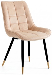 Krzesło Tapicerowane Welur Beżowe Big 032 