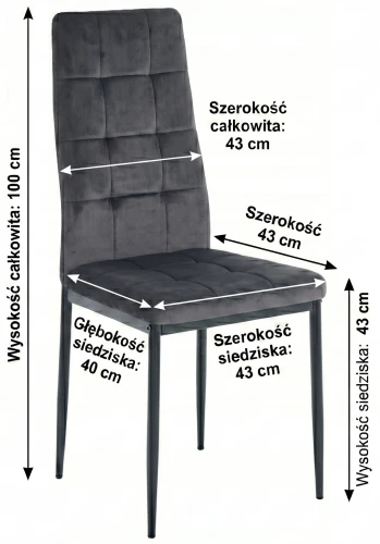 Krzesło Tapicerowane Welur Ciemno Szare Big 011 