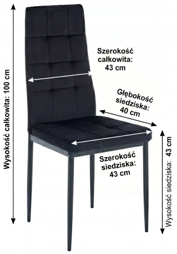 Krzesło Tapicerowane Welur Czarne Big 011  