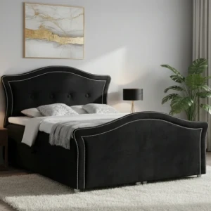 Łóżko kontynentalne 140x200 Amadora Lux  z pojemnikiem, materacem i toperem |  Matt Velvet 99 (Outlet P111))