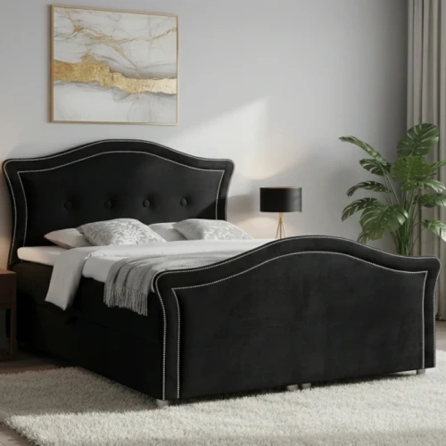  Łóżko kontynentalne 140x200 Amadora Lux  z pojemnikiem, materacem i toperem |  Matt Velvet 99 (Outlet P111))
