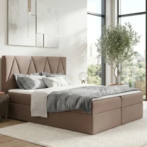 Łóżko kontynentalne 120x200 Totana z pojemnikiem, materacem i toperem  | Riviera 16 - Outlet P100