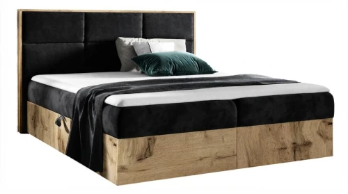  Łóżko kontynentalne 180x200 Ravelo z pojemnikiem, materacem i toperem || Matt Velvet 99 (Outlet 39541)