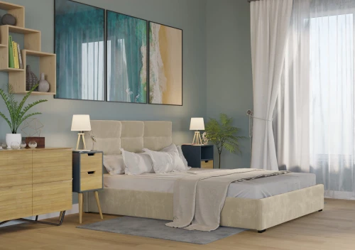 Łóżko 160x200 tapicerowane z pojemnikiem BERGAMO Slim || Riviera 95 || Outlet