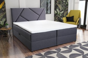 Łóżko kontynentalne Pescara z pojemnikiem, materacem i toperem