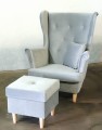 Fotel Skandynawski Z 8 Guzikami Uszak 3 - Kolory I Tkaniny Do Wyboru Dostawa 0Zł