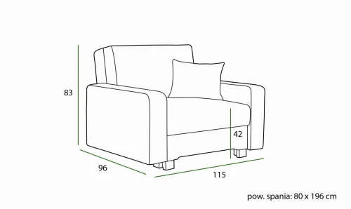 Sofa Fotel Rozkładany Z Funkcją Spania Lux 1 - Kolory I Tkaniny Do Wyboru 