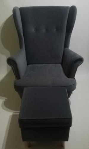 Fotel Skandynawski Z 3 Guzikami Uszak 2 + Podnóżek - Kolory I Tkaniny Do Wyboru Dostawa 0Zł