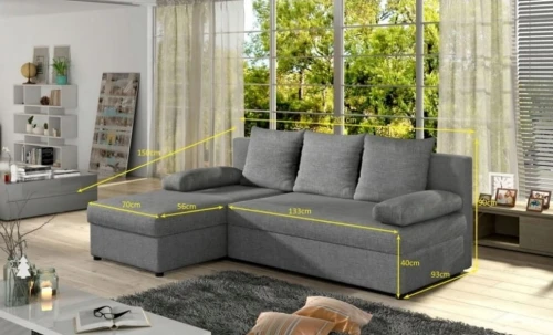 Narożnik Sofa Rozkładana Z Funkcją Spania Olo - Kolory I Tkaniny Do Wyboru 