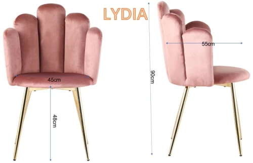 Krzesło Tapicerowane Lydia - Welur Różowe Dostawa 0Zł